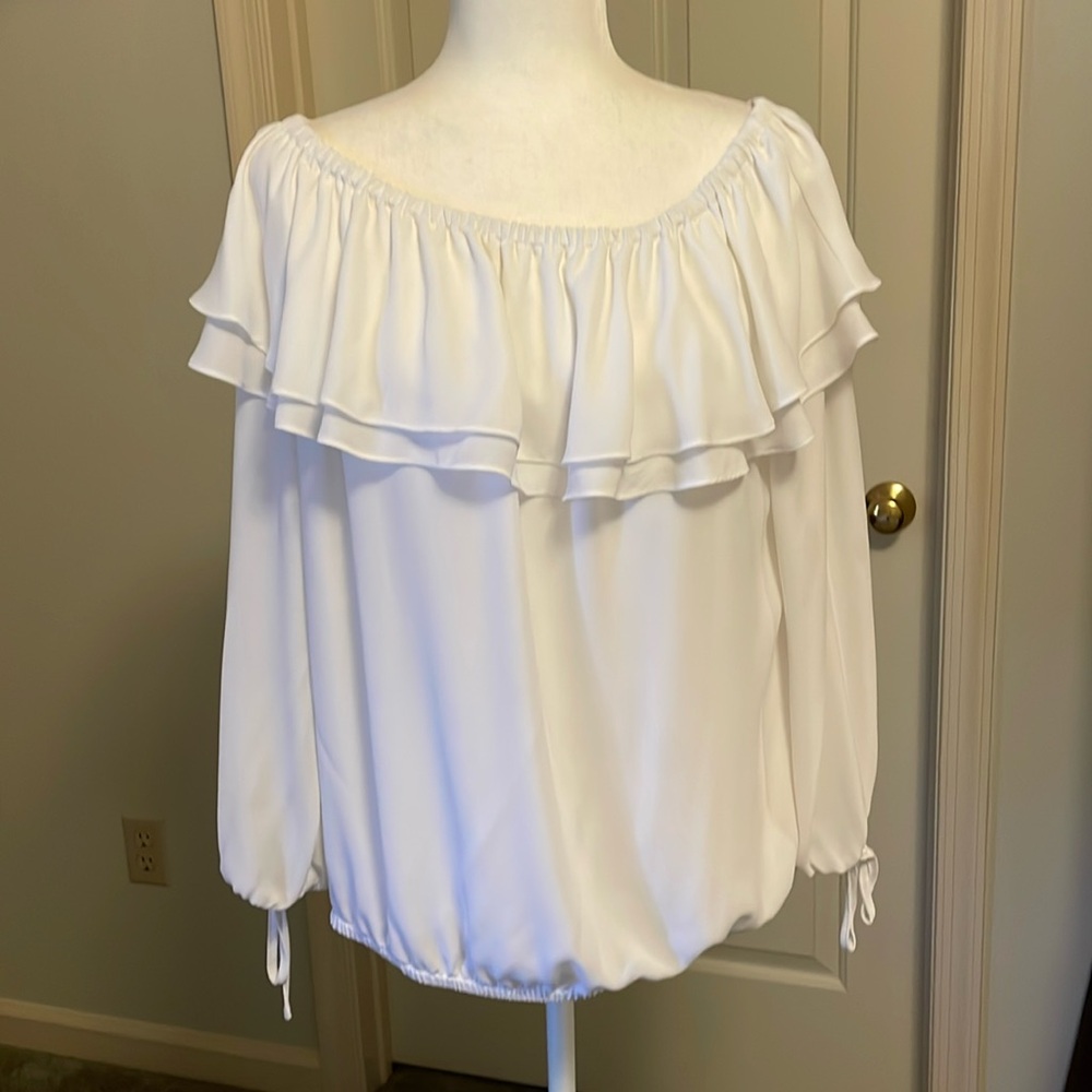 Michael Kors, white silky peasant blouse